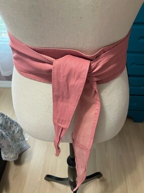 Wide Pink Leather Waist Belt